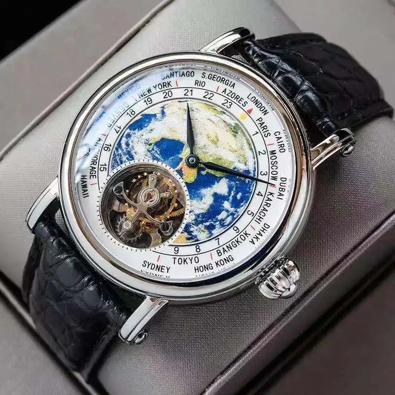 Earth Art Enamel Dial Tourbillon Men's Watch