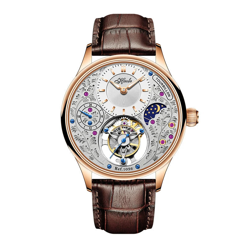 Carved Dial Sapphire GMT Mechanical Watch