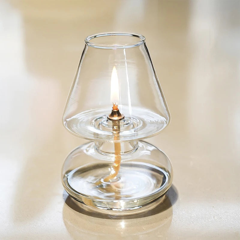 Transparent Glass Oil Lamp Shade Candle Light