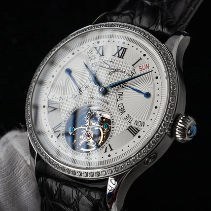 Hand-Wound Skeleton Tourbillon Men's Wristwatch