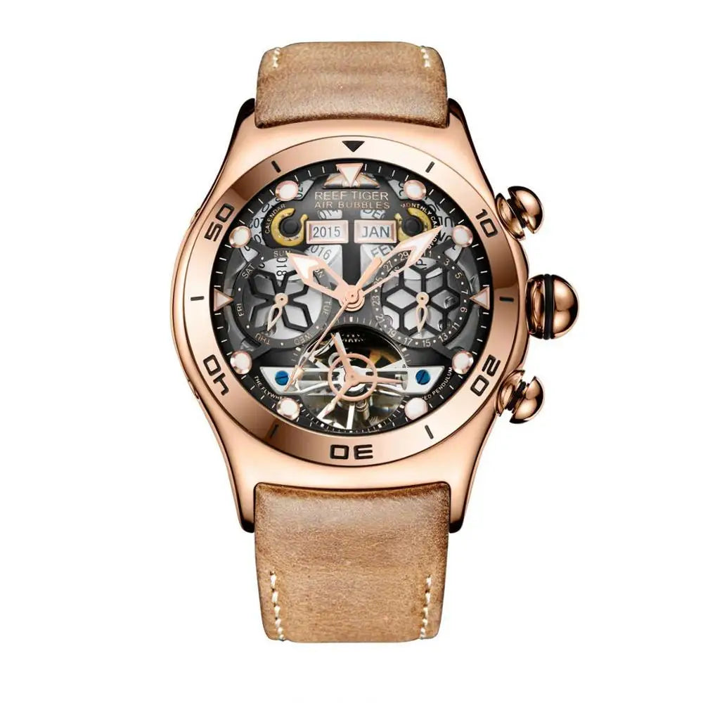 Steel Tourbillon Watch with Calendar & Sapphire Glass