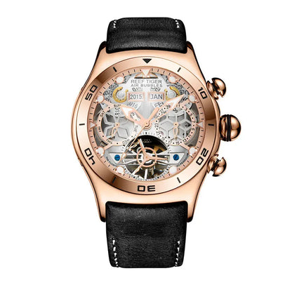 Steel Tourbillon Watch with Calendar & Sapphire Glass