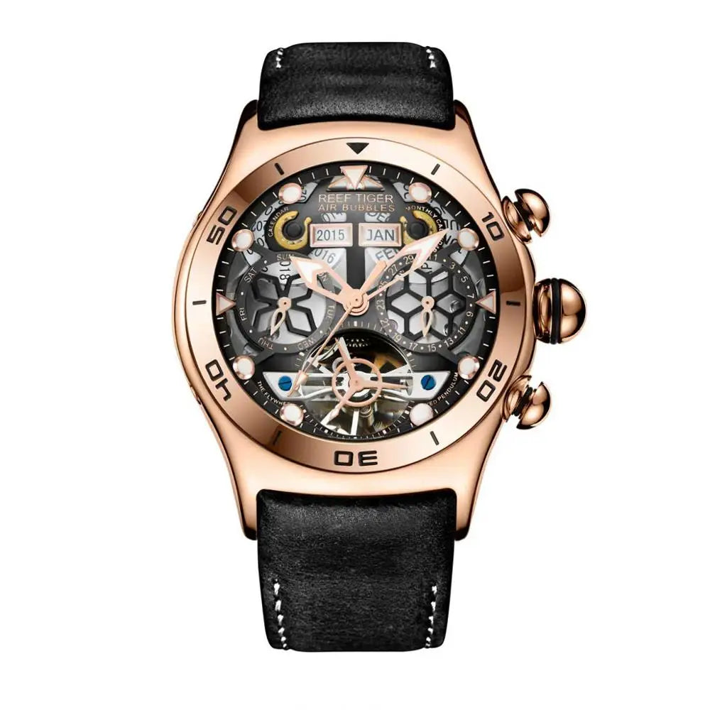 Steel Tourbillon Watch with Calendar & Sapphire Glass