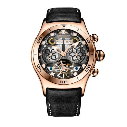 Steel Tourbillon Watch with Calendar & Sapphire Glass