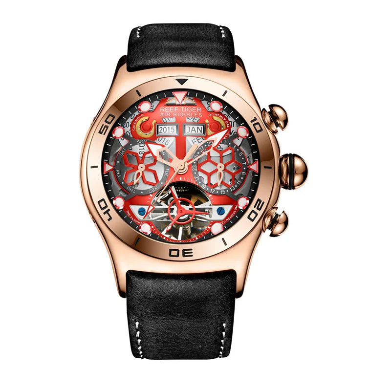 Steel Tourbillon Watch with Calendar & Sapphire Glass