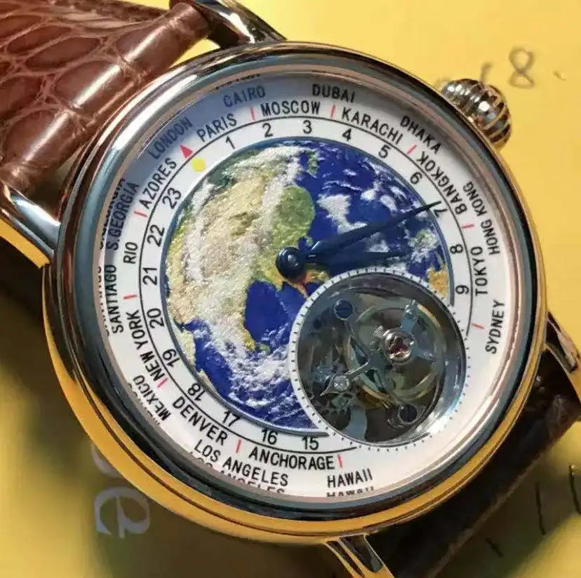 Earth Art Enamel Dial Tourbillon Men's Watch