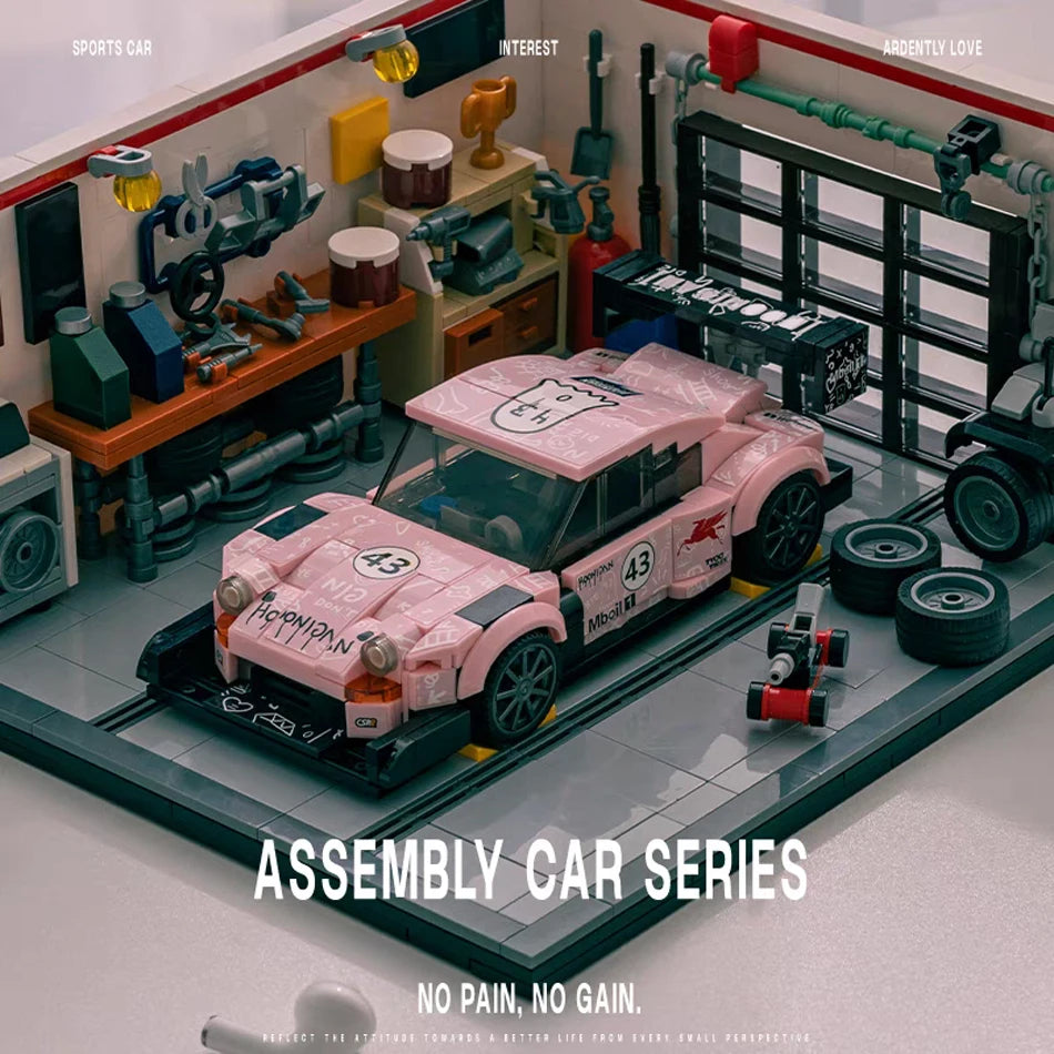 Technical Sports Car Garage Model Building Kit