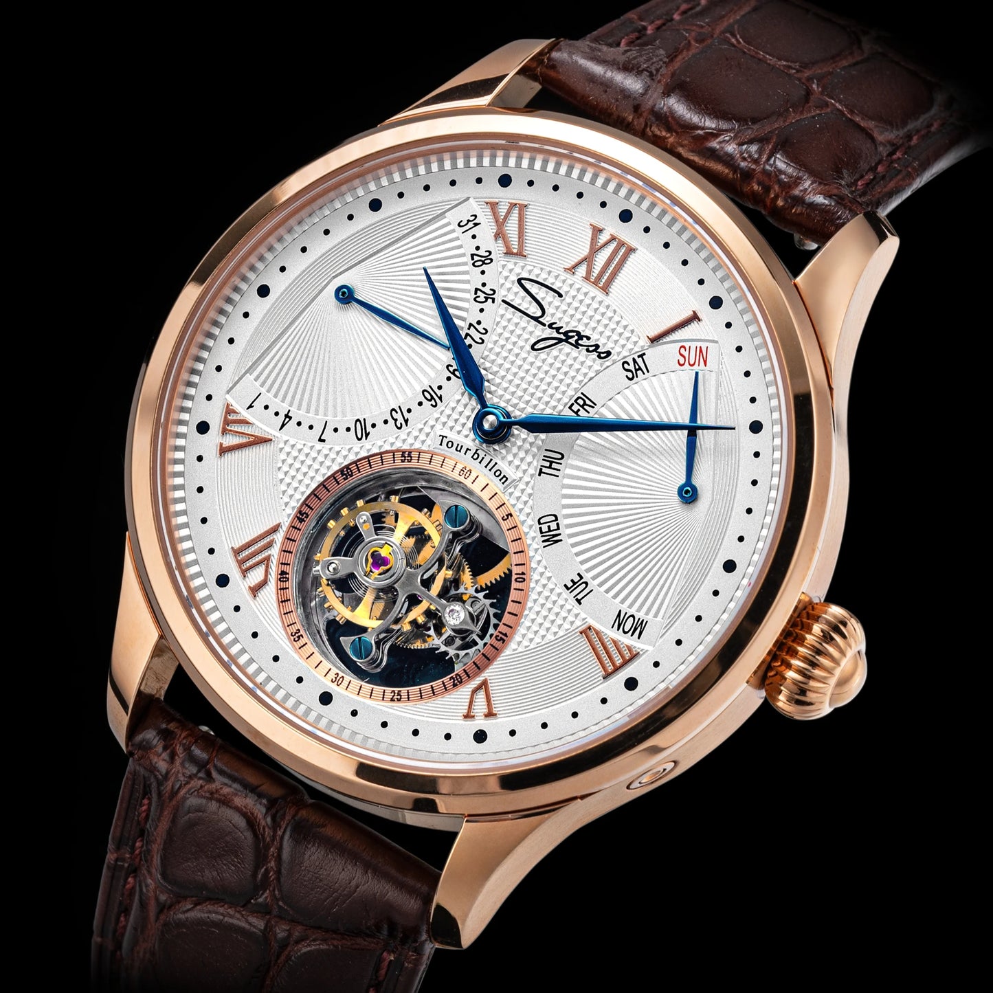 Hand-Wound Skeleton Tourbillon Men's Wristwatch
