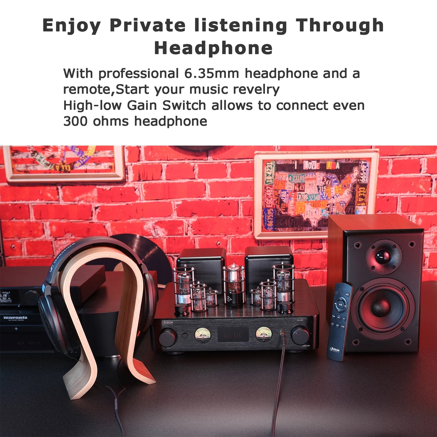 Hybrid Tube Amplifier 200W RMS with Optical AUX RCA Inputs