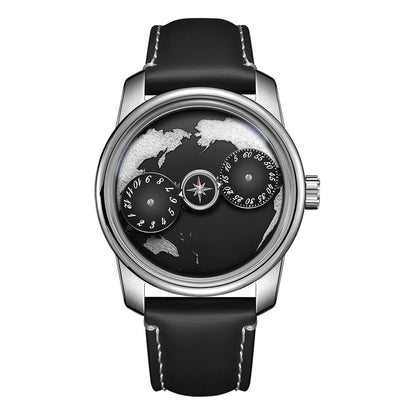 Three-Wheel Automatic Watch with Earth Dial