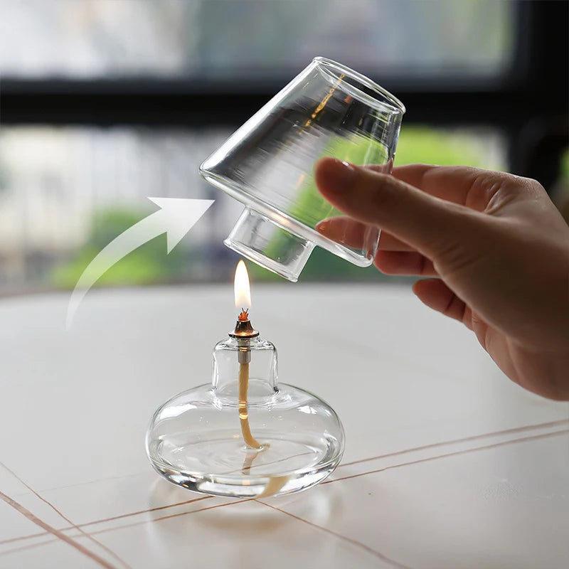 Transparent Glass Oil Lamp Shade Candle Light
