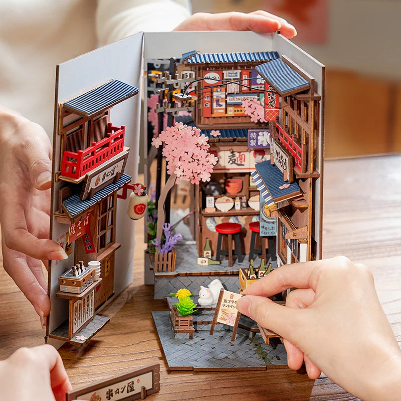 Japanese Street Scene DIY Wooden Book Nook