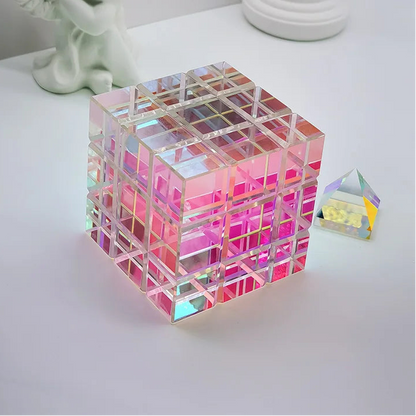 Colorful Prism Cube Glass Sun Catcher Decoration