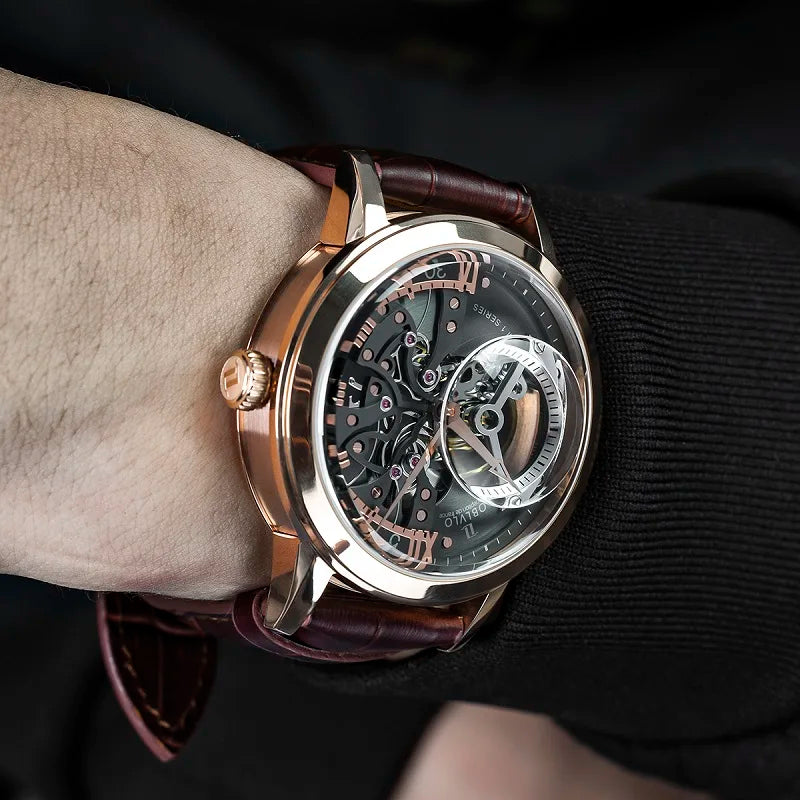 Men Mechanical Skeleton Wristwatch with Sapphire Glass