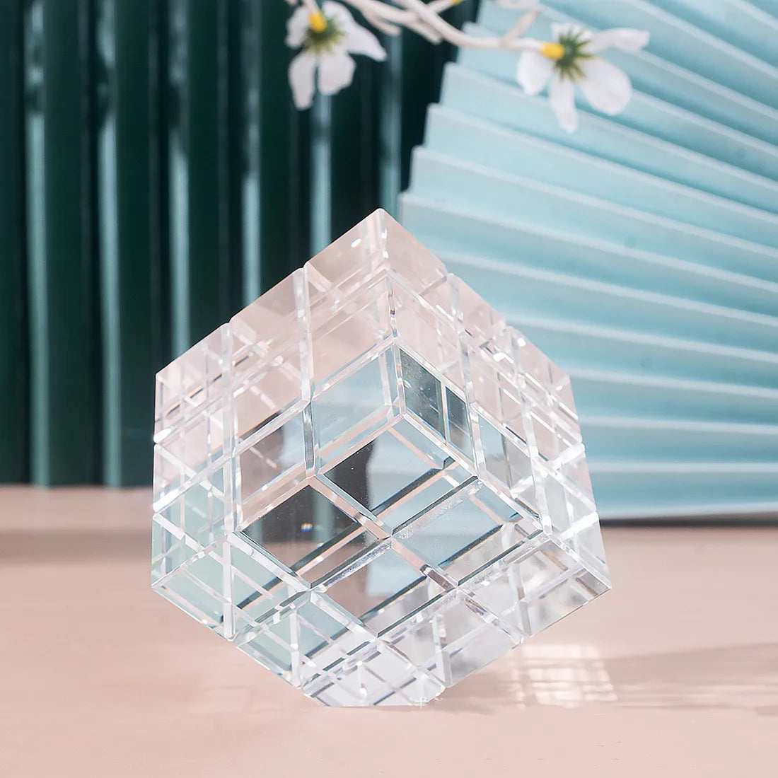 Colorful Prism Cube Glass Sun Catcher Decoration
