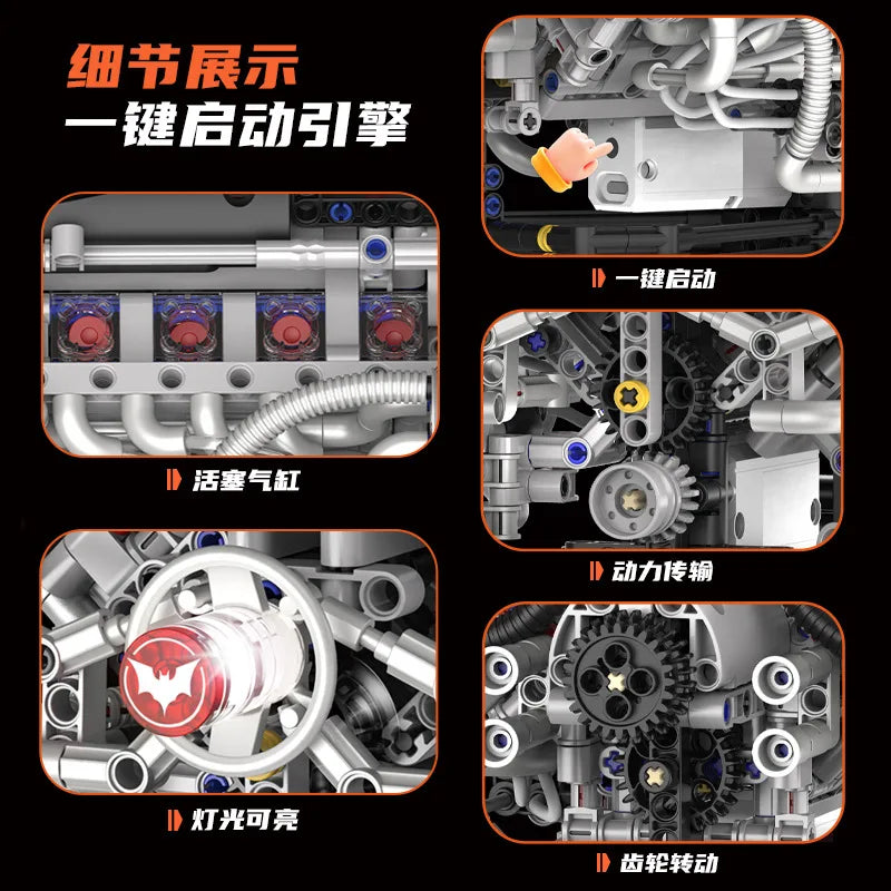 Creative Bat Racing V8 Engine Model DIY Assembly Kit