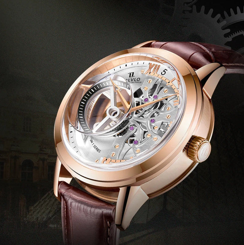 Men Mechanical Skeleton Wristwatch with Sapphire Glass