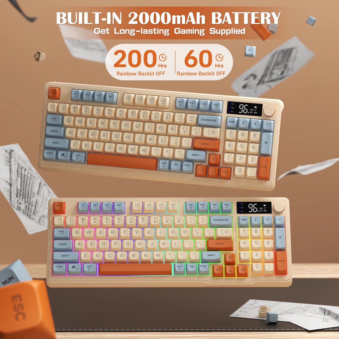 Wireless Gaming Keyboard with LCD Display