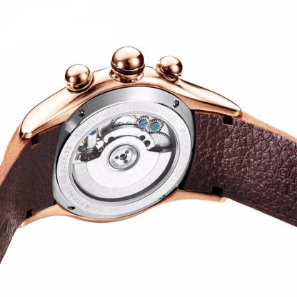 Steel Tourbillon Watch with Calendar & Sapphire Glass