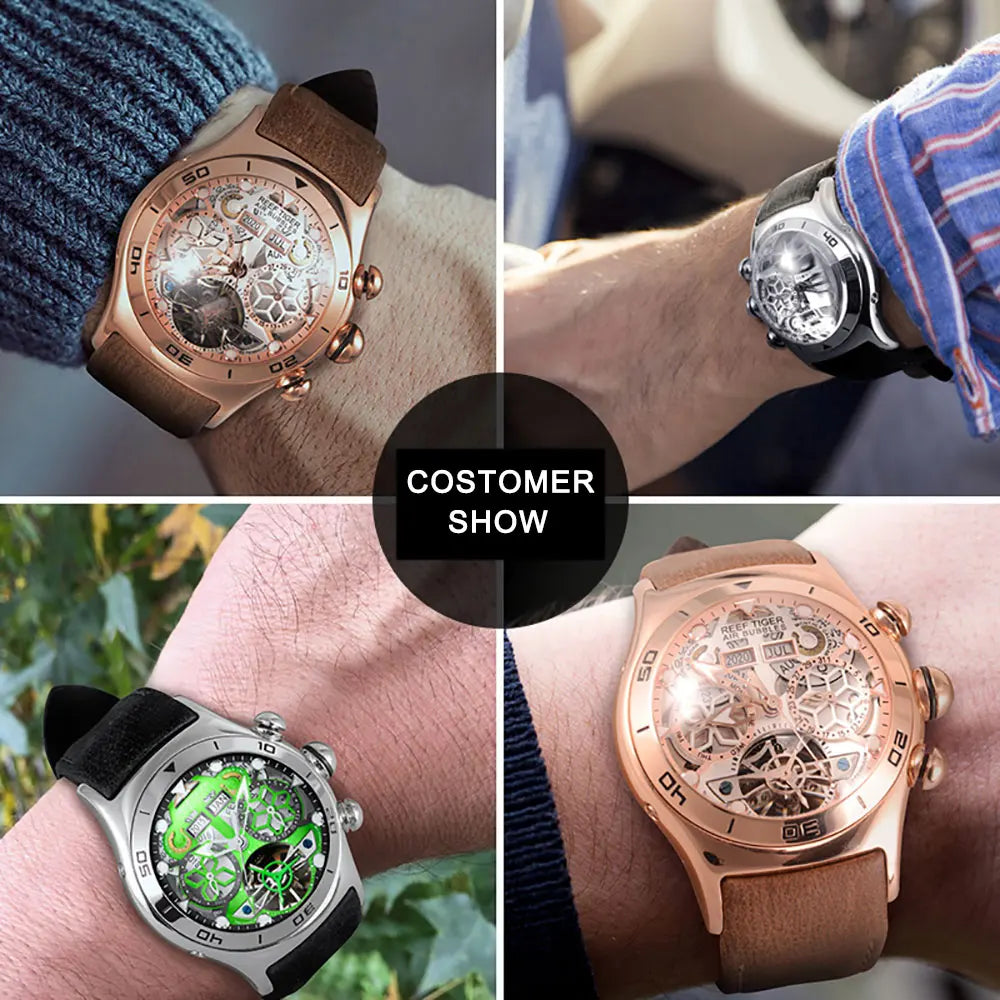 Steel Tourbillon Watch with Calendar & Sapphire Glass