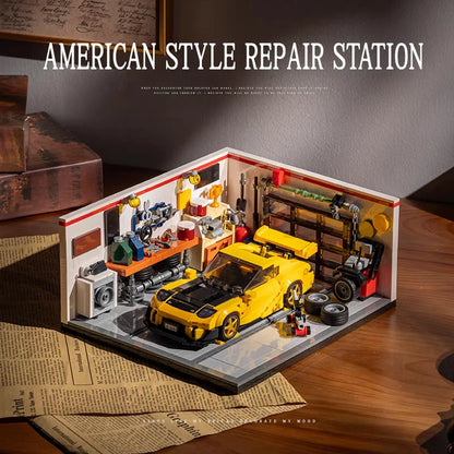 Technical Sports Car Garage Model Building Kit