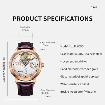High Quality Men's Automatic Self Wind Tourbillon Watch