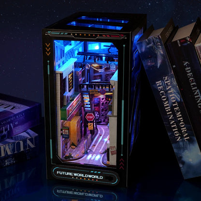 Cyberpunk Wooden Book Nook DIY Miniature Kit