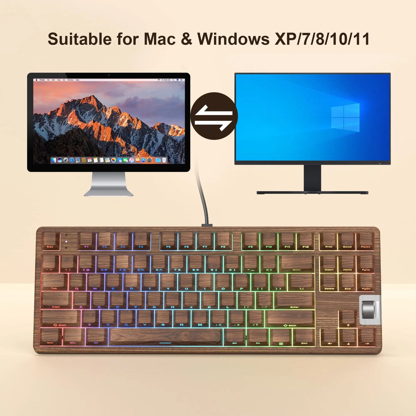 Mechanical Gaming Keyboard Backlit Side-Printed Keys