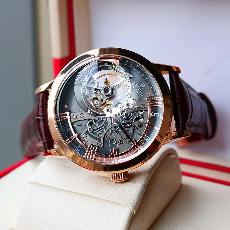 Men Mechanical Skeleton Wristwatch with Sapphire Glass