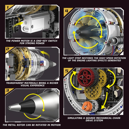 Electric Aircraft Engine Building Block Model with Light Kit