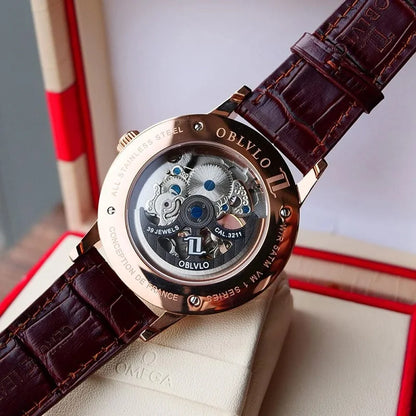 Men Mechanical Skeleton Wristwatch with Sapphire Glass