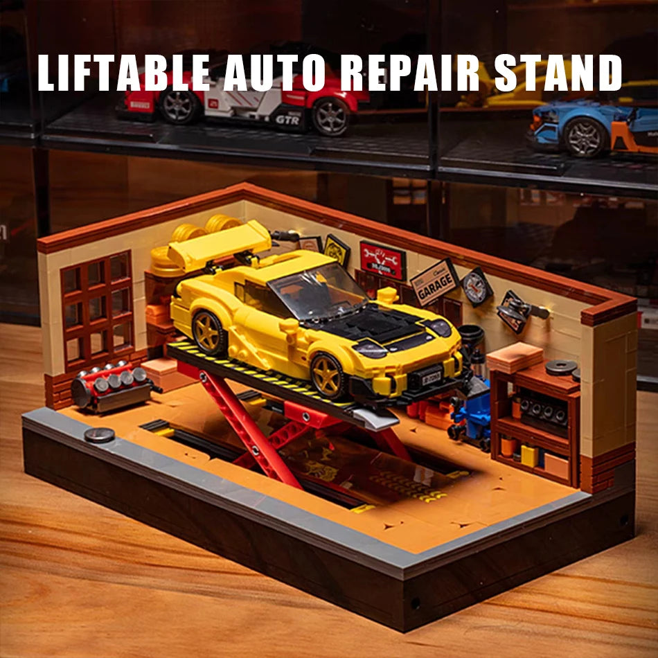 Technical Sports Car Garage Model Building Kit