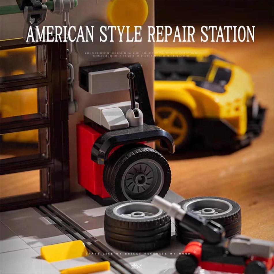 Technical Sports Car Garage Model Building Kit