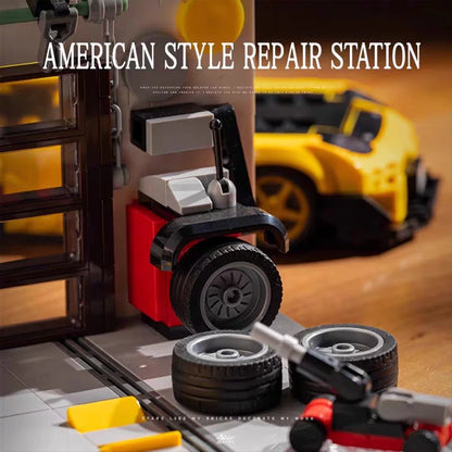 Technical Sports Car Garage Model Building Kit