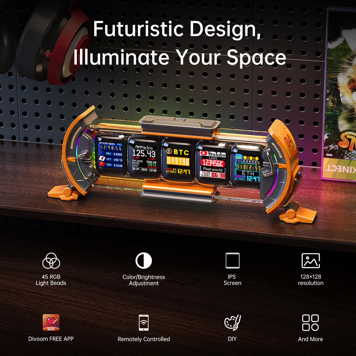 Cyberpunk WiFi Digital Clock with App Control