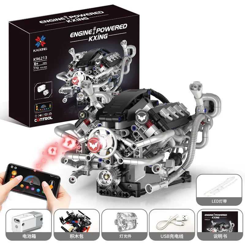 Creative Bat Racing V8 Engine Model DIY Assembly Kit