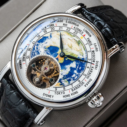 Earth Art Enamel Dial Tourbillon Men's Watch