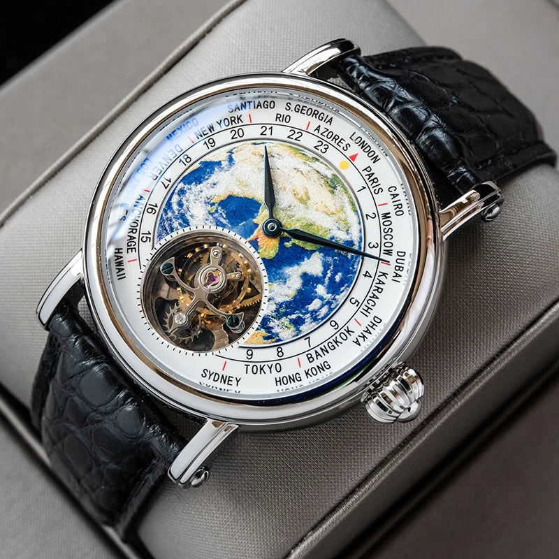 Earth Art Enamel Dial Tourbillon Men's Watch