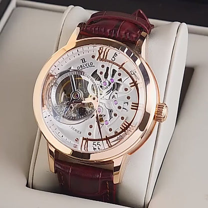 Men Mechanical Skeleton Wristwatch with Sapphire Glass